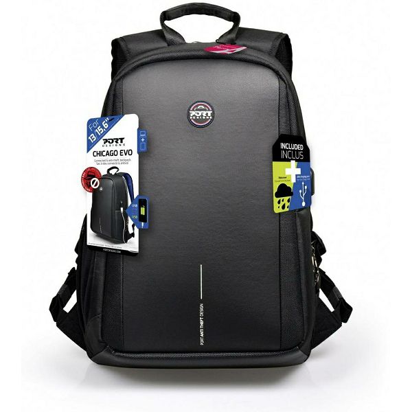 Port ruksak CHICAGO EVO 13/15.6", crn, kišna navl.
