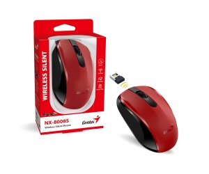 Genius NX-8008S, bežični miš, silent, crvena/crna