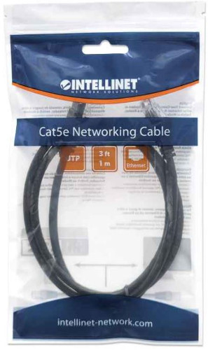 Intellinet Cat5e, CCA, U/UTP, PVC, RJ45, 1m, crni