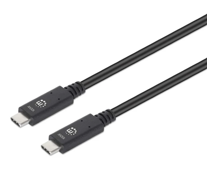 Manhattan kabel USB-C, 100W/5A, 10Gbps, 1m, crni