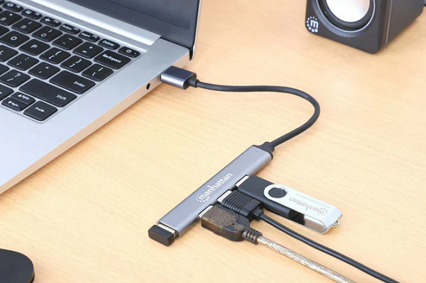 Manhattan Hub 4-Port, 1xUSB 3.0, 3xUSB 2.0, sivi