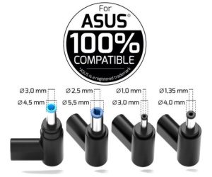 Port punjač 65W GaN2 USB-C za Asus NB, 4 nastavka