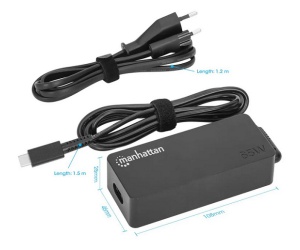 Manhattan punjač za laptop 65W USB-C, crni